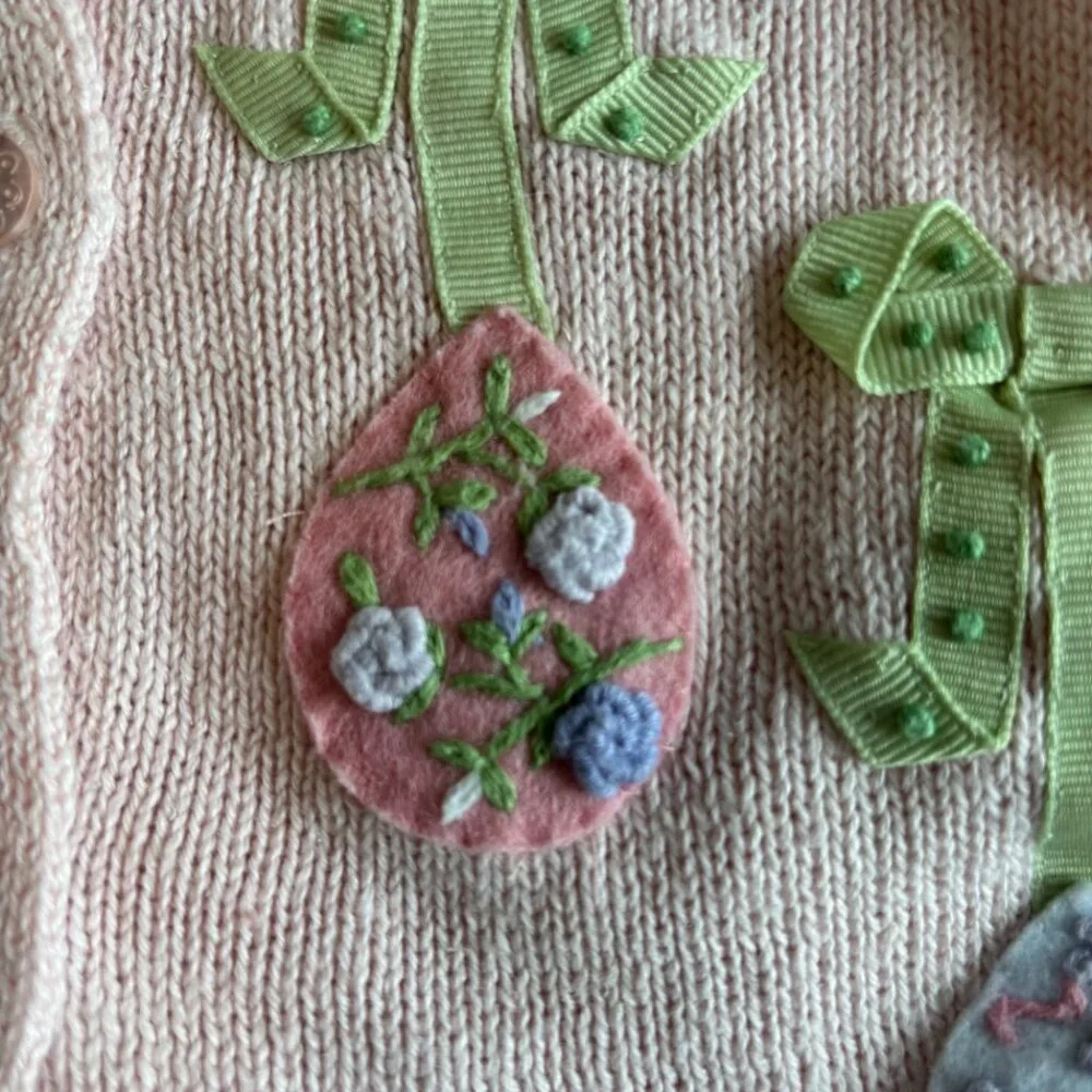 6-9mths - Infant EASTER Egg Knit Sweater - Vintage Hartstring - Picture 7 of 10